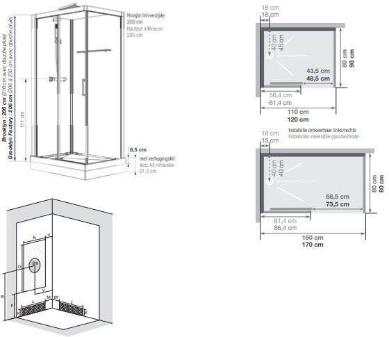 Kinedo Brooklyn complete douchecabine met schuifdeur 90x90 mat zwart