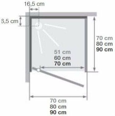 Kinedo Kineprime complete douchecabine 18 cm douchebak 90x90 cm chroom