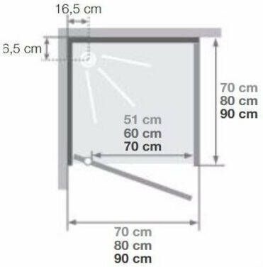 Kinedo Kineprime complete douchecabine 9 cm douchebak 80x80 cm chroom