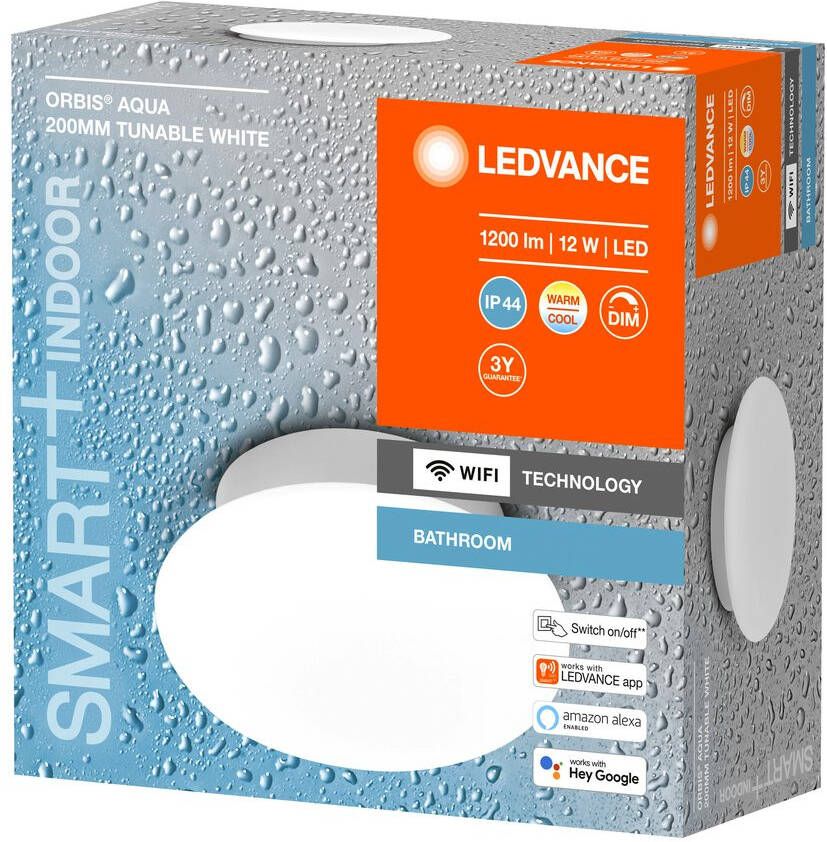 LEDVANCE Orbis Aqua smart dimbare LED plafondlamp 20 wit