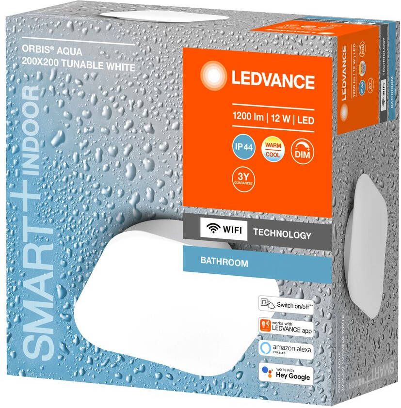 LEDVANCE Orbis Aqua smart dimbare LED plafondlamp 20x20 wit