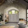 Mondiaz Aivy badmeubelset 120x45x50cm 0 kraangaten 2 wasbakken talc Solid surface Links en rechts 2 lades Met spiegel Melamine Chai AIVY80245 - Thumbnail 3