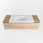 Mondiaz BUKLA Badkamermeubelset 120x45x34cm 1 kraangat wasbak midden solid surface Talc greeploos 1 lade Melamine Washed Oak BUKLA10008 - Thumbnail 4