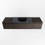 Mondiaz BUKLA badmeubelset 160x45x34cm 1 kraangat wasbak midden solid surface Urban greeploos 3 lades met softclose Melamine Dark brown BUKLA10220 - Thumbnail 4