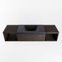 Mondiaz BUKLA badmeubelset 160x45x34cm 0 kraangaten wasbak midden solid surface Urban greeploos 2 lades met softclose Melamine Dark brown BUKLA20163 - Thumbnail 4