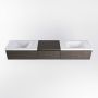 Mondiaz BUKLA badkamermeubelset 220x45x34cm 2 kraangaten 2 wasbakken solid surface Talc greeploos 3 lades met softclose Melamine Dark brown BUKLA10186 - Thumbnail 4