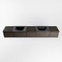 Mondiaz BUKLA badkamermeubelset 240x45x34cm 2 kraangaten 2 wasbakken solid surface Urban greeploos 5 lades met softclose Melamine Dark brown BUKLA10214 - Thumbnail 4