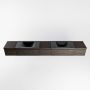 Mondiaz BUKLA badkamermeubelset 280x45x34cm 2 kraangaten 2 wasbakken solid surface Urban greeploos 5 lades met softclose Melamine Dark brown BUKLA10228 - Thumbnail 4