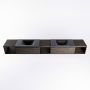 Mondiaz BUKLA badmeubelset 280x45x34cm 0 kraangaten 2 wasbakken solid surface Urban greeploos 2 lades met softclose Melamine Dark brown BUKLA20175 - Thumbnail 4