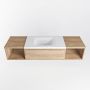 Mondiaz BUKLA badmeubelset 160x45x34cm 1 kraangat wasbak midden solid surface Talc greeploos 2 lades met softclose Melamine Washed Oak BUKLA20032 - Thumbnail 4