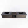 Mondiaz BUKLA badmeubelset 200x45x34cm 0 kraangaten 2 wasbakken solid surface Urban greeploos 2 lades met softclose Melamine Dark brown BUKLA20165 - Thumbnail 4