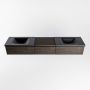 Mondiaz BUKLA badkamermeubelset 220x45x34cm 0 kraangaten 2 wasbakken solid surface Urban greeploos 3 lades met softclose Melamine Dark brown BUKLA10249 - Thumbnail 4