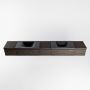 Mondiaz BUKLA badkamermeubelset 280x45x34cm 0 kraangaten 2 wasbakken solid surface Urban greeploos 5 lades met softclose Melamine Dark brown BUKLA10227 - Thumbnail 4