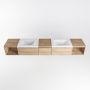 Mondiaz BUKLA badkamermeubelset 240x45x34cm 0 kraangaten 2 wasbakken solid surface Talc greeploos 3 lades met softclose Melamine Washed Oak BUKLA20019 - Thumbnail 4