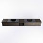 Mondiaz BUKLA badmeubelset 280x45x34cm 0 kraangaten 2 wasbakken solid surface Urban greeploos 4 lades met softclose Melamine Dark brown BUKLA20171 - Thumbnail 4