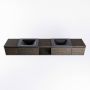 Mondiaz BUKLA badmeubelset 240x45x34cm 2 kraangaten 2 wasbakken solid surface Urban greeploos 4 lades met softclose Melamine Dark brown BUKLA20150 - Thumbnail 5