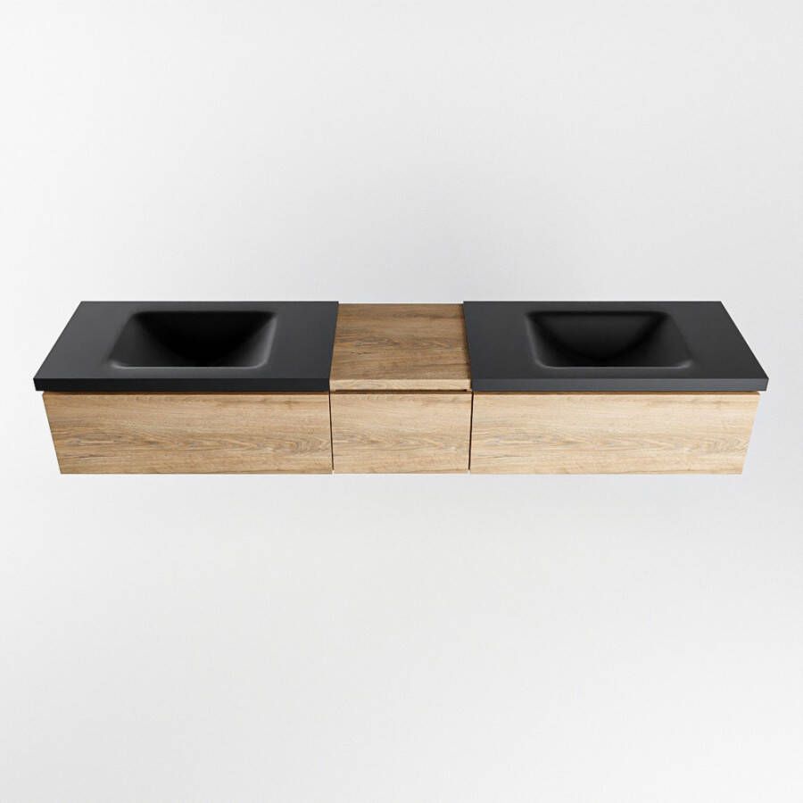 Mondiaz Bukla badmeubel dubbele wasbak 200 washed oak en urban