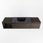 Mondiaz BUKLA badmeubelset 160x45x34cm 0 kraangaten wasbak midden solid surface Urban greeploos 2 lades met softclose Melamine Dark brown BUKLA20159 - Thumbnail 5