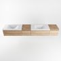 Mondiaz BUKLA badkamermeubelset 240x45x34cm 2 kraangaten 2 wasbakken solid surface Talc greeploos 4 lades met softclose Melamine Washed Oak BUKLA10032 - Thumbnail 4