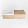 Mondiaz BUKLA badmeubelset 120x45x34cm 0 kraangaten wasbak links solid surface Talc greeploos 2 lades met softclose Melamine Washed Oak BUKLA10037 - Thumbnail 5