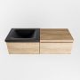 Mondiaz BUKLA badmeubelset 120x45x34cm 0 kraangaten wasbak links solid surface Urban greeploos 2 lades met softclose Melamine Washed Oak BUKLA10101 - Thumbnail 5