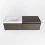 Mondiaz BUKLA badmeubelset 120x45x34cm 1 kraangat wasbak links solid surface Talc greeploos 2 lades met softclose Melamine Dark brown BUKLA10166 - Thumbnail 4