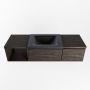 Mondiaz BUKLA badmeubelset 140x45x34cm 1 kraangat wasbak rechts solid surface Urban greeploos 2 lades met softclose Melamine Dark brown BUKLA20138 - Thumbnail 5
