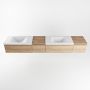 Mondiaz BUKLA badkamermeubelset 240x45x34cm 0 kraangaten 2 wasbakken solid surface Talc greeploos 4 lades met softclose Melamine Washed Oak BUKLA10031 - Thumbnail 4