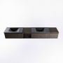 Mondiaz BUKLA badmeubelset 240x45x34cm 0 kraangaten 2 wasbakken solid surface Urban greeploos 3 lades met softclose Melamine Dark brown BUKLA20167 - Thumbnail 5