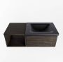 Mondiaz BUKLA badmeubelset 100x45x34cm 1 kraangat wasbak rechts solid surface Urban greeploos 1 lade met softclose Melamine Dark brown BUKLA20136 - Thumbnail 4