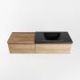 Mondiaz BUKLA badmeubelset 140x45x34cm 1 kraangat wasbak rechts solid surface Urban greeploos 2 lades met softclose Melamine Washed Oak BUKLA10118 - Thumbnail 4