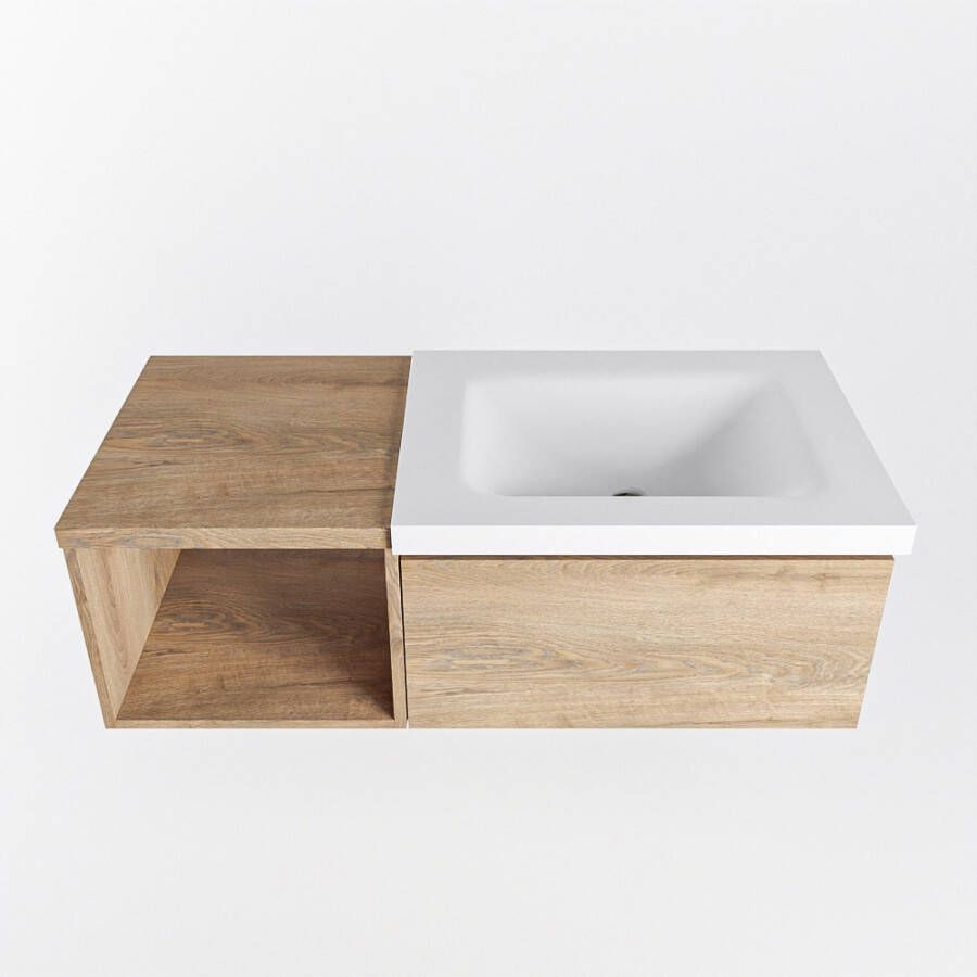 Mondiaz Bukla badmeubel rechts 1 lade 100 washed oak en talc