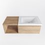 Mondiaz BUKLA badmeubelset 100x45x34cm 0 kraangaten wasbak rechts solid surface Talc greeploos 1 lade met softclose Melamine Washed Oak BUKLA20003 - Thumbnail 4