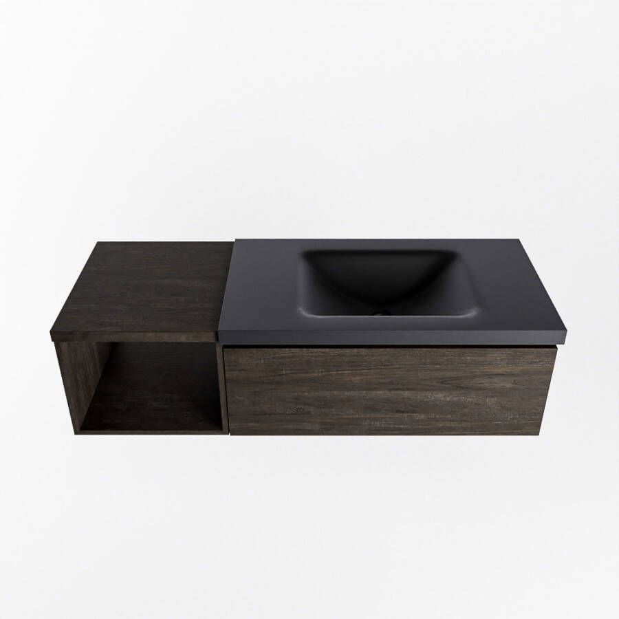 Mondiaz Bukla badmeubel rechts 1 lade 120 dark brown en urban