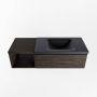 Mondiaz BUKLA badmeubelset 120x45x34cm 0 kraangaten wasbak rechts solid surface Urban greeploos 1 lade met softclose Melamine Dark brown BUKLA20157 - Thumbnail 4