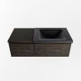 Mondiaz BUKLA badmeubelset 100x45x34cm 1 kraangat wasbak rechts solid surface Urban greeploos 2 lades met softclose Melamine Dark brown BUKLA10204 - Thumbnail 4