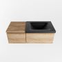 Mondiaz BUKLA badmeubelset 100x45x34cm 1 kraangat wasbak rechts solid surface Urban greeploos 2 lades met softclose Melamine Washed Oak BUKLA10076 - Thumbnail 4