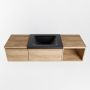 Mondiaz BUKLA badmeubelset 140x45x34cm 1 kraangat wasbak midden solid surface Urban greeploos 2 lades met softclose Melamine Washed Oak BUKLA20052 - Thumbnail 4