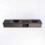 Mondiaz BUKLA badkamermeubelset 240x45x34cm 2 kraangaten 2 wasbakken solid surface Urban greeploos 3 lades met softclose Melamine Dark brown BUKLA20170 - Thumbnail 4