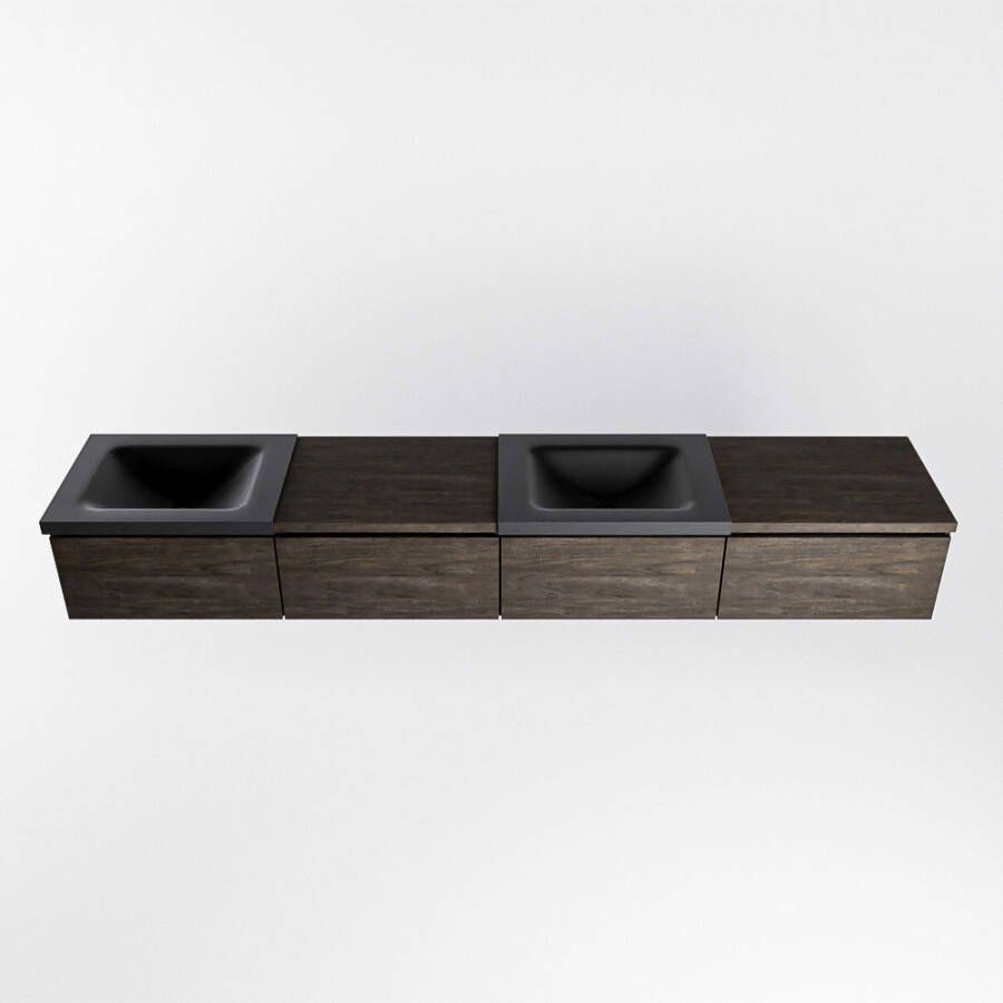 Mondiaz Bukla badmeubel rechts 4 lades 240 dark brown en urban