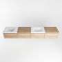 Mondiaz BUKLA badkamermeubelset 240x45x34cm 0 kraangaten 2 wasbakken solid surface Talc greeploos 4 lades met softclose Melamine Washed Oak BUKLA10047 - Thumbnail 4