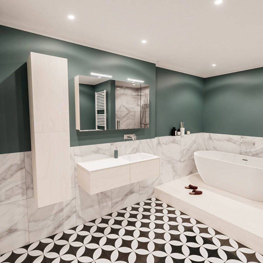 Mondiaz Lush 120 badmeubel underlayment 2 lades wastafel Cloud rechts zonder kraangat