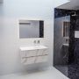 Mondiaz VICA Badkamermeubelset 100cm 2 lades wasbak Moon rechts 0 kraangaten solid surface carrara marmer PC75341554 - Thumbnail 3