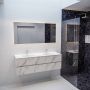 Mondiaz VICA Badkamermeubelset 150cm 2 lades wasbak Moon dubbel 2 kraangaten solid surface carrara marmer PC75341573 - Thumbnail 4