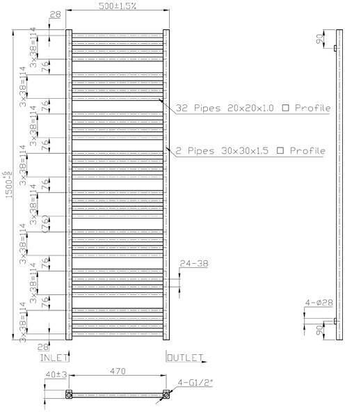 Neuer Block radiator 150x50 grafiet