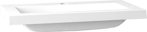 Neuer Compact wastafel met twee kraangaten 100 wit