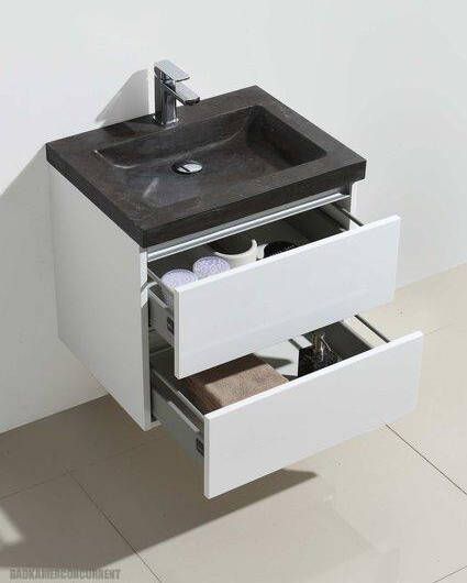 Neuer Infinity badkamermeubel Trend Stone wastafel met kraangat 60 glans wit