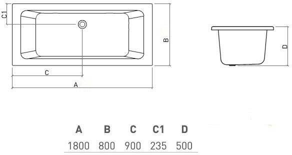 Neuer Keulen ligbad wit 180x80