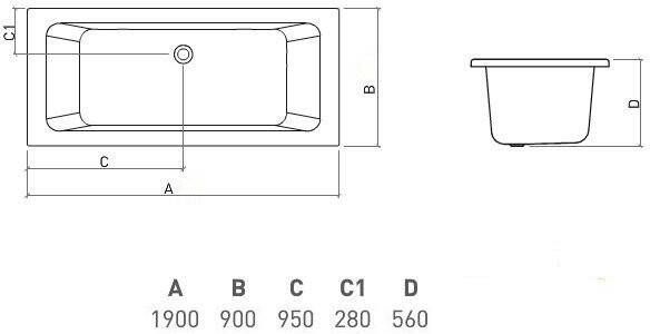 Neuer Keulen ligbad wit 190x90