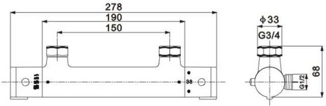 Neuer New Rio thermostatische douchemengkraan rond chroom